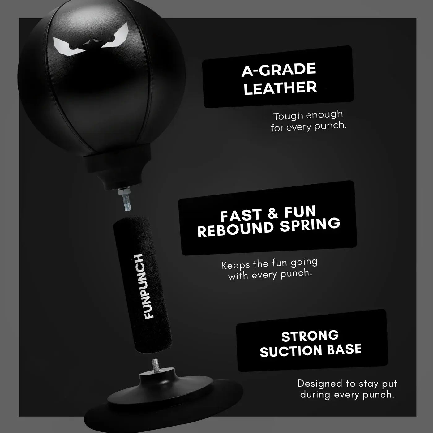 FUNPUNCH Pedestal Punching Bag with Stand - Polyurethane Boxing Equipment for Boxing Enthusiasts, Martial Arts Training, Stress Relief Tool (Includes Pump), Standing Punching Bag, Punch Workout Gear