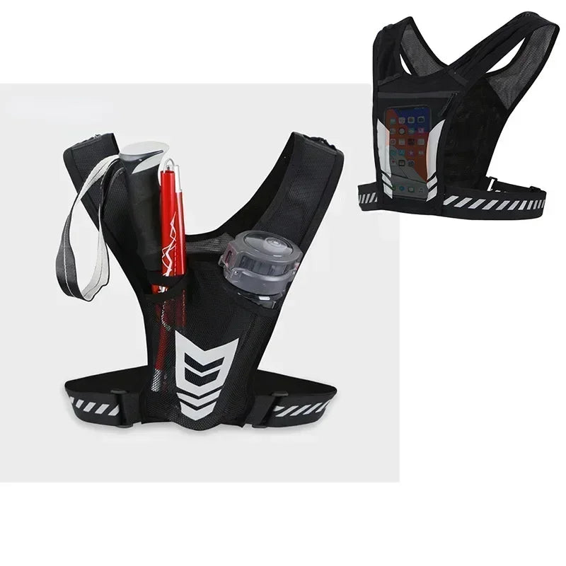 Reflective Running Backpack Universal Lightweight Sport Running Vest Mobile Phone Cards Bag for Jogging Fitness Male Female Vest