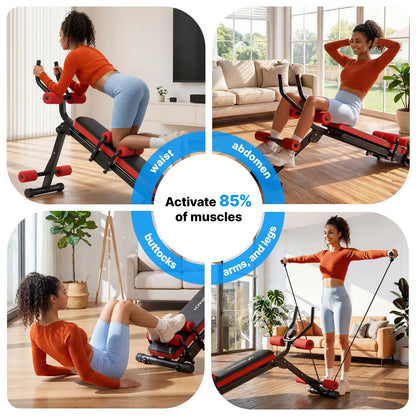 Merach 4-In-1 Fitness Sit up Bench Multifunctional Ab Machine for Core Strength Training, 400Lbs Weight Capacity, Foldable for Easy Storage, Ideal for Home Gym Beginners & Daily Fitness Enthusiasts Backtoschool