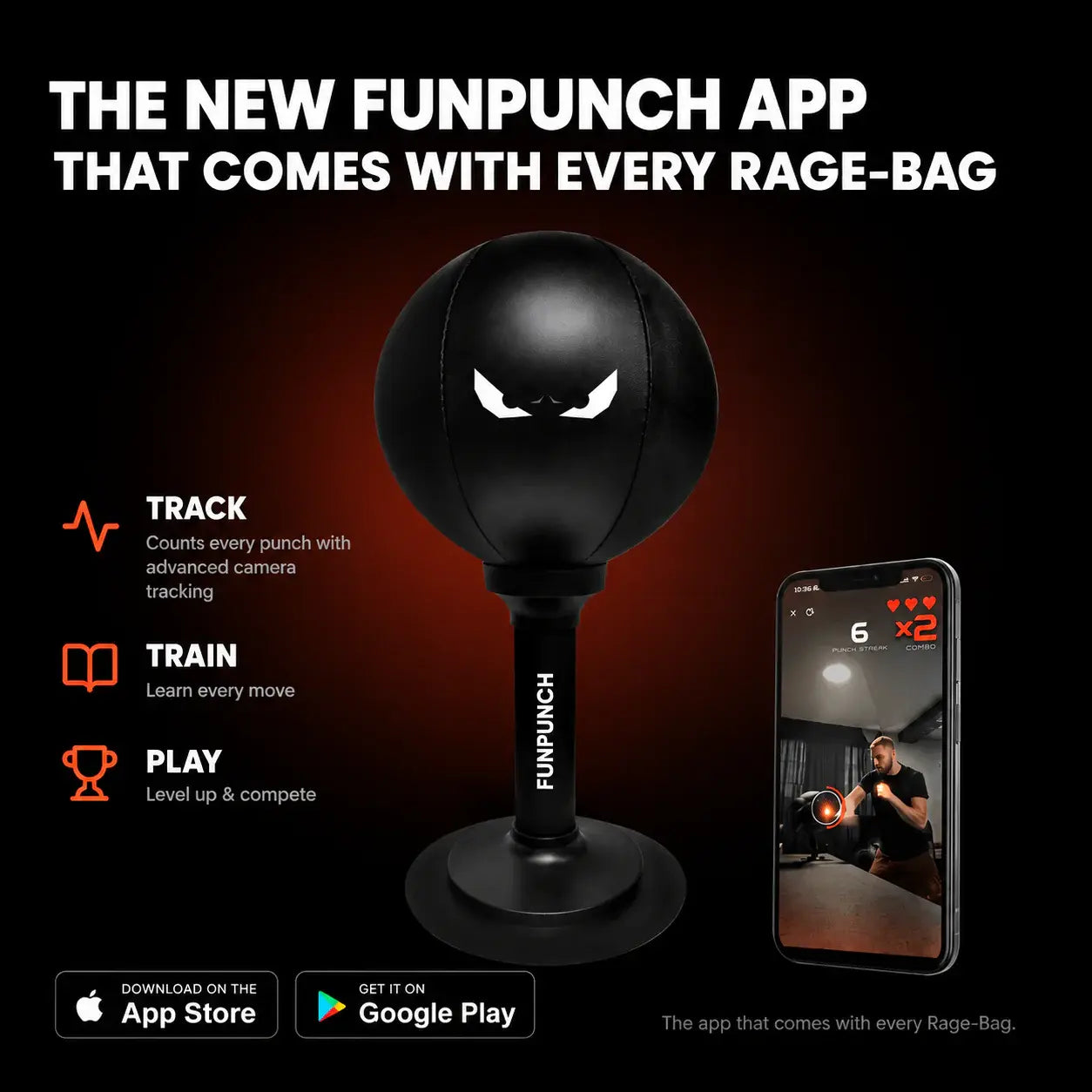 FUNPUNCH Pedestal Punching Bag with Stand - Polyurethane Boxing Equipment for Boxing Enthusiasts, Martial Arts Training, Stress Relief Tool (Includes Pump), Standing Punching Bag, Punch Workout Gear