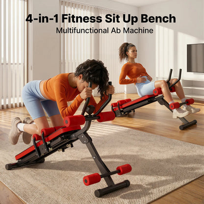 Merach 4-In-1 Fitness Sit up Bench Multifunctional Ab Machine for Core Strength Training, 400Lbs Weight Capacity, Foldable for Easy Storage, Ideal for Home Gym Beginners & Daily Fitness Enthusiasts Backtoschool