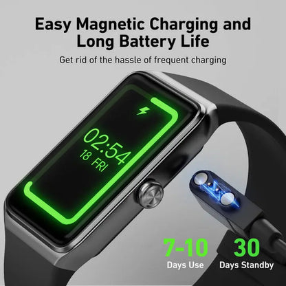 Fitness Smartwatch - Wearable Smart Device with Square Plastic Design, App Sync Function, Workout Tracking, and Long-Lasting Batteries, Devices