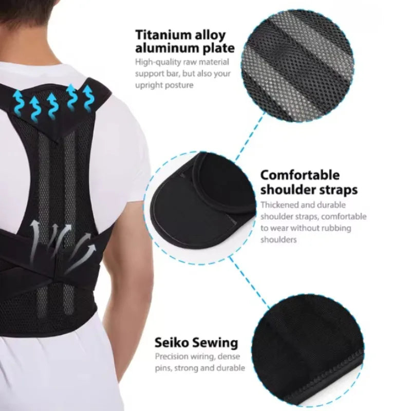 Back Brace Posture Corrector for Women & Men, Adjustable Back Lumbar Support Belt Shoulder Posture Support for Improve Scoliosis