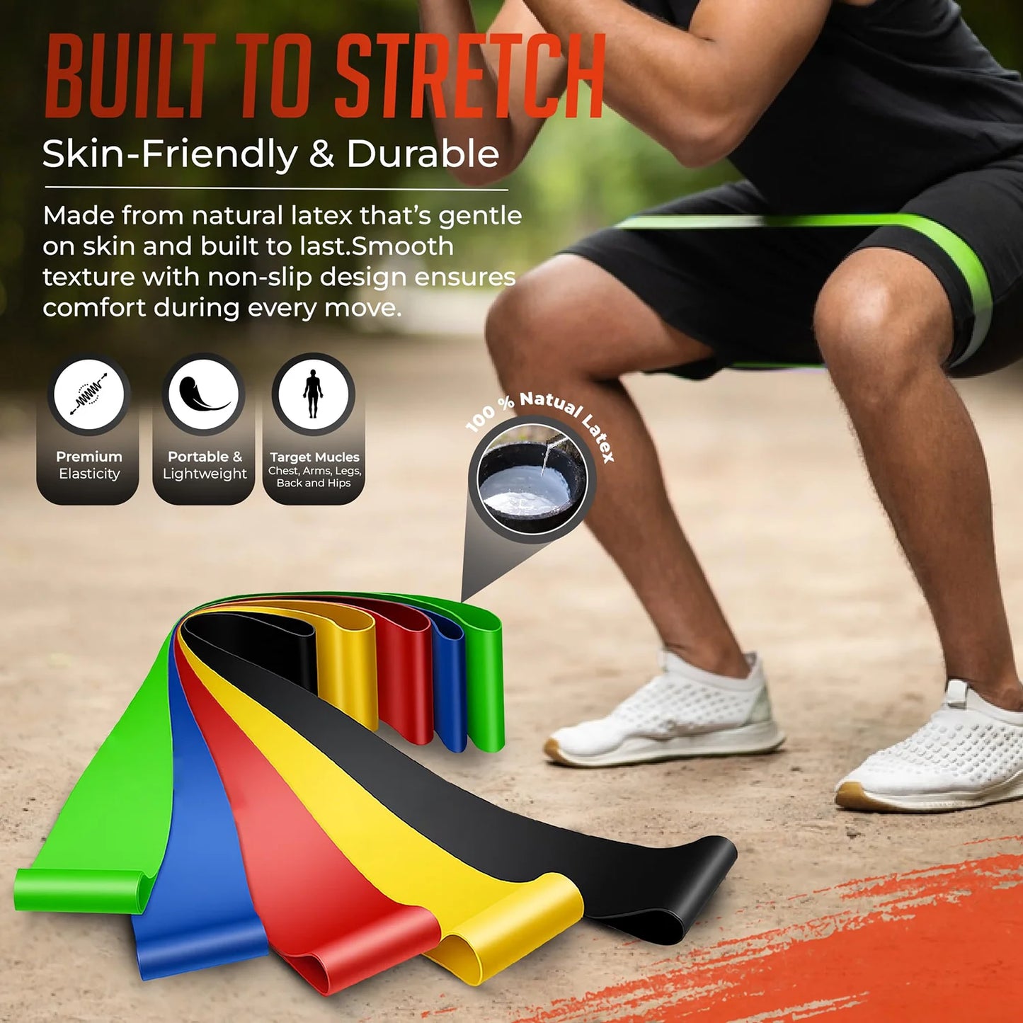 5Pcs Tpe Resistance Bands Fitness Set Rubber Loop Strength Training Workout Expander Yoga Gym Equipment Elastic Portable Pilates