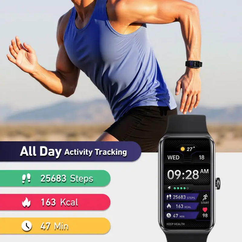 Fitness Smartwatch - Wearable Smart Device with Square Plastic Design, App Sync Function, Workout Tracking, and Long-Lasting Batteries, Devices