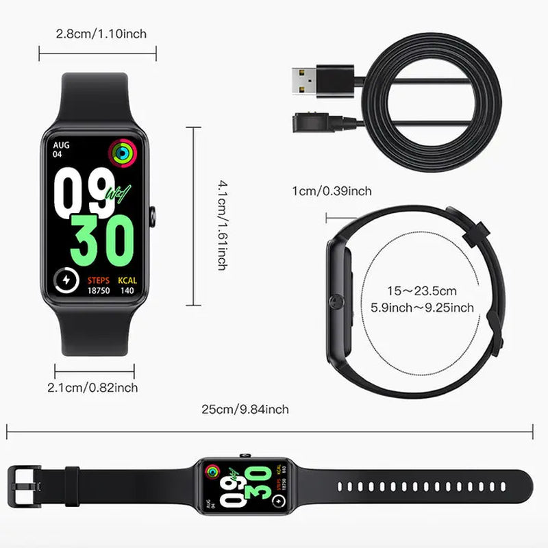 Fitness Smartwatch - Wearable Smart Device with Square Plastic Design, App Sync Function, Workout Tracking, and Long-Lasting Batteries, Devices