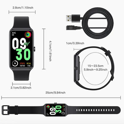 Fitness Smartwatch - Wearable Smart Device with Square Plastic Design, App Sync Function, Workout Tracking, and Long-Lasting Batteries, Devices