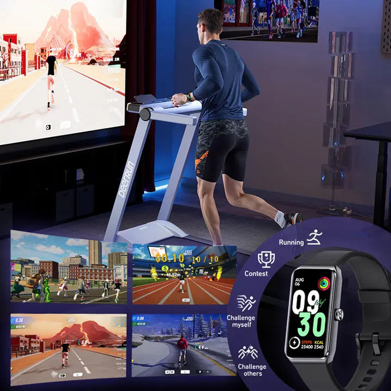 Fitness Smartwatch - Wearable Smart Device with Square Plastic Design, App Sync Function, Workout Tracking, and Long-Lasting Batteries, Devices