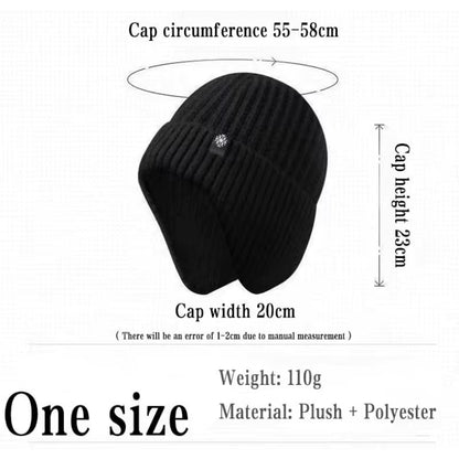 Men Winter Knitted Hat Plush Warmth Peaked Cap Outdoor Earmuff Casual Fashion Faux Fur Lined Hooded Hats Cycling Ear Protection